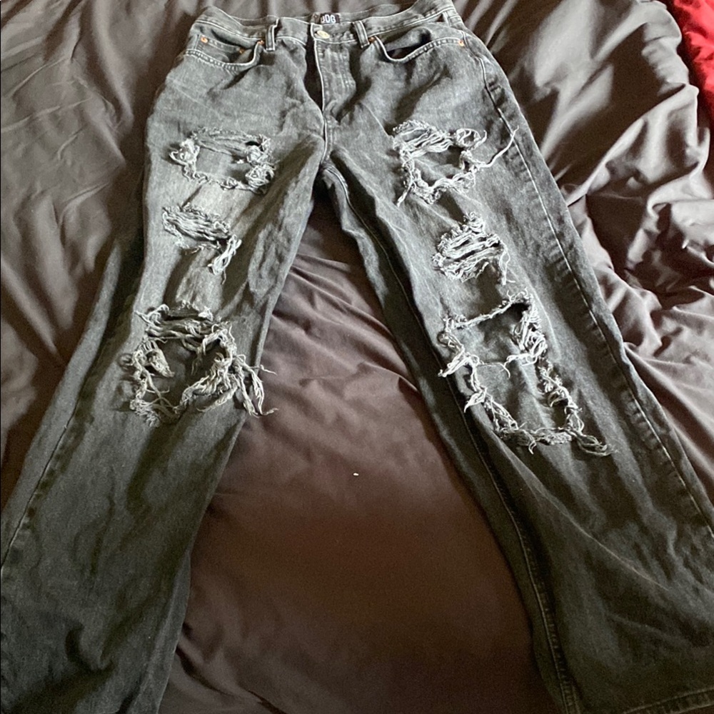 Distressed Gray Jeans